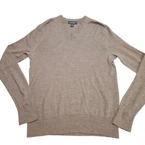 Banana Republic V Neck Extra Fine Merino Wool Sweater Mens Large Brown Academia